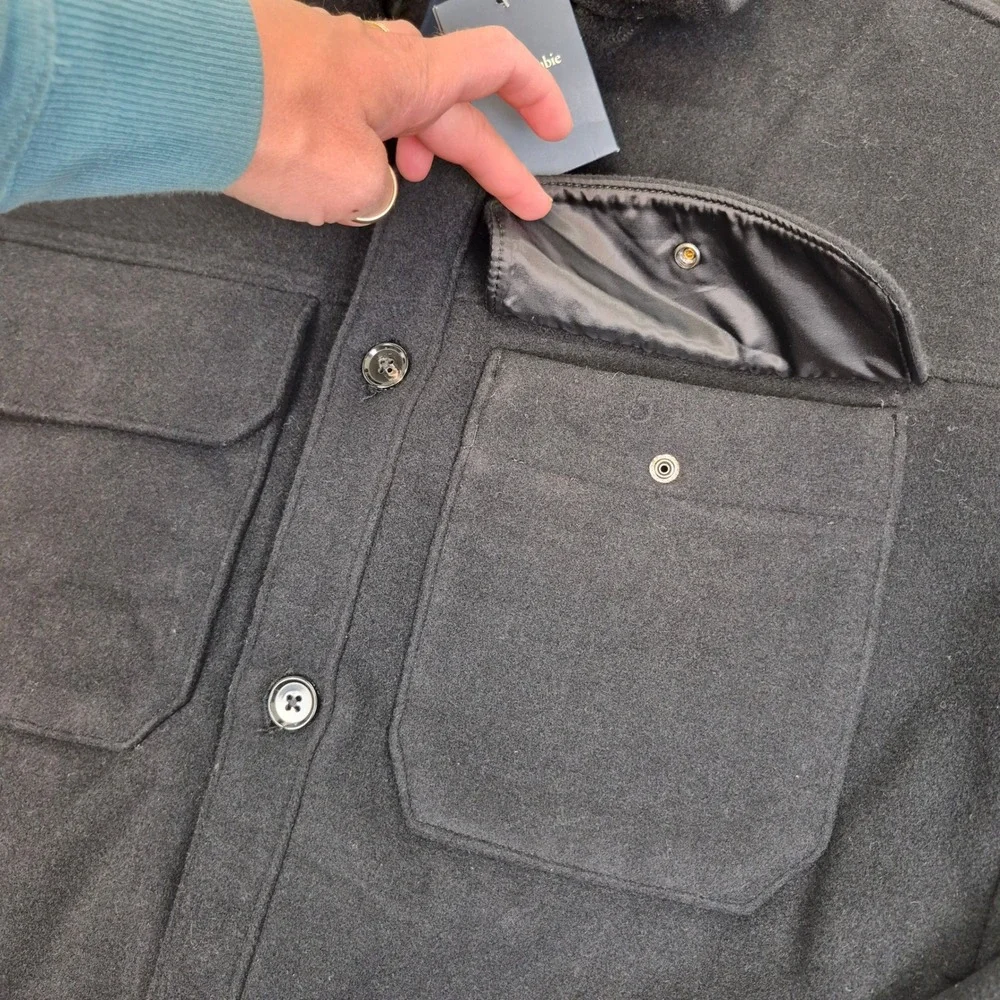 NWT Wool Blend Abercrombie Mens Trucker Black Cropped Insulated Quilted Jacket L